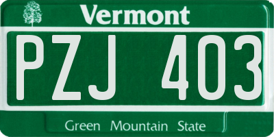 VT license plate PZJ403