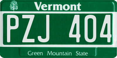 VT license plate PZJ404