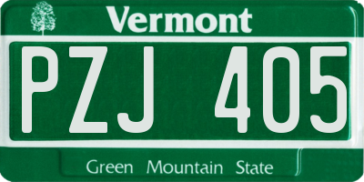 VT license plate PZJ405