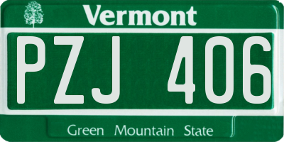 VT license plate PZJ406