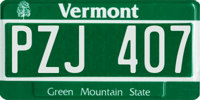 VT license plate PZJ407