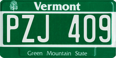 VT license plate PZJ409