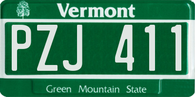 VT license plate PZJ411