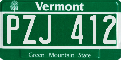 VT license plate PZJ412