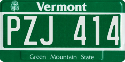 VT license plate PZJ414