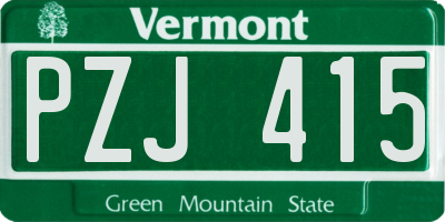 VT license plate PZJ415