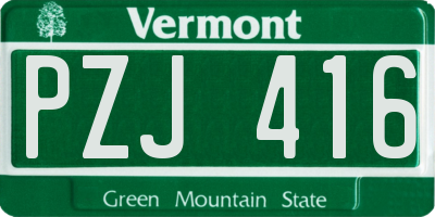 VT license plate PZJ416