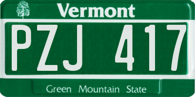 VT license plate PZJ417