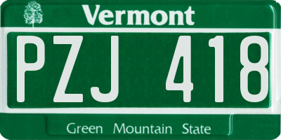 VT license plate PZJ418