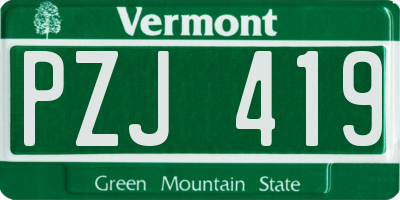 VT license plate PZJ419