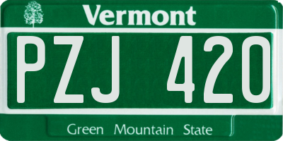 VT license plate PZJ420