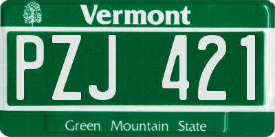 VT license plate PZJ421