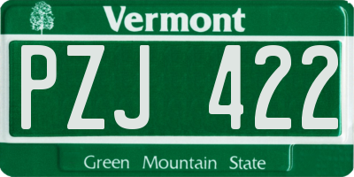 VT license plate PZJ422