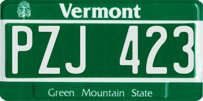 VT license plate PZJ423