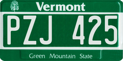 VT license plate PZJ425