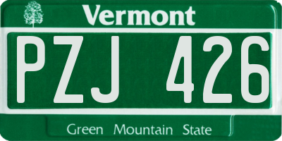 VT license plate PZJ426