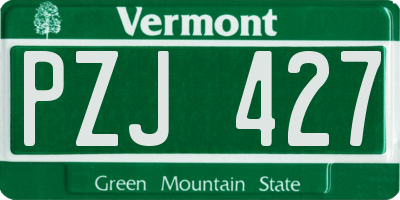 VT license plate PZJ427