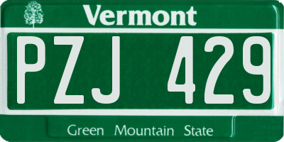 VT license plate PZJ429