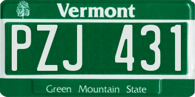 VT license plate PZJ431