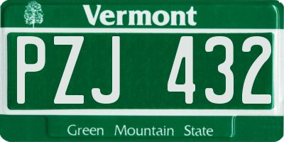 VT license plate PZJ432