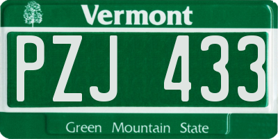 VT license plate PZJ433