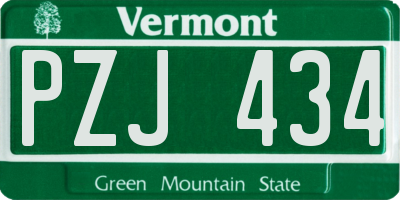VT license plate PZJ434