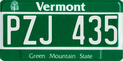 VT license plate PZJ435