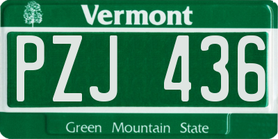VT license plate PZJ436