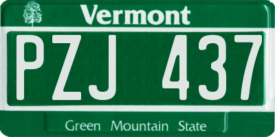 VT license plate PZJ437