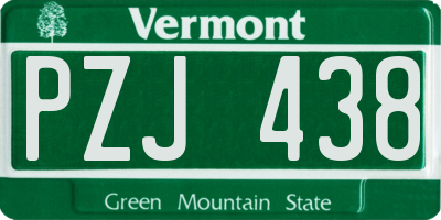 VT license plate PZJ438