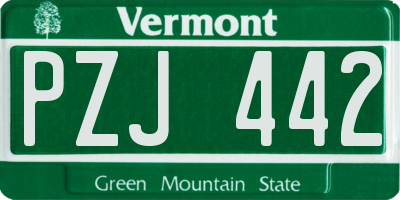 VT license plate PZJ442