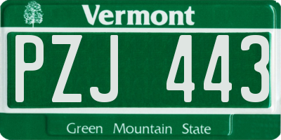 VT license plate PZJ443