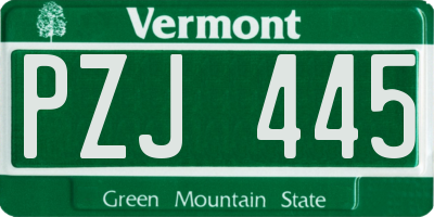 VT license plate PZJ445