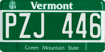 VT license plate PZJ446