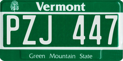 VT license plate PZJ447