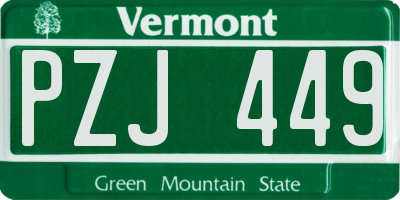 VT license plate PZJ449