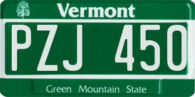 VT license plate PZJ450