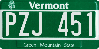 VT license plate PZJ451