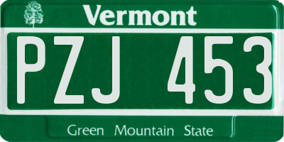 VT license plate PZJ453