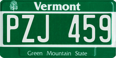 VT license plate PZJ459
