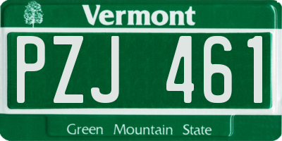 VT license plate PZJ461