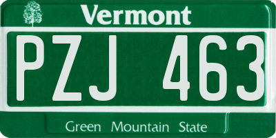 VT license plate PZJ463