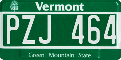VT license plate PZJ464
