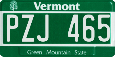 VT license plate PZJ465