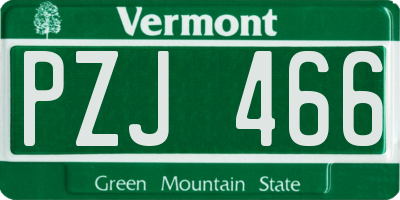 VT license plate PZJ466
