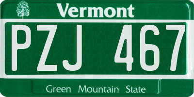 VT license plate PZJ467
