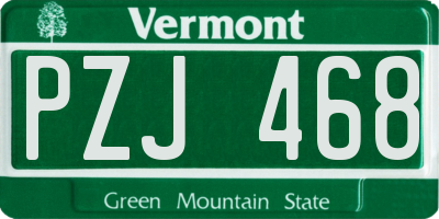 VT license plate PZJ468