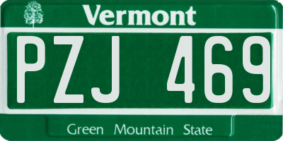 VT license plate PZJ469