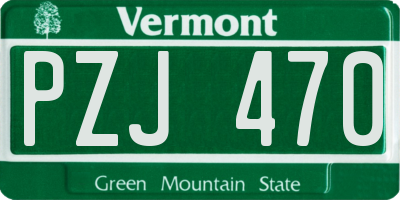 VT license plate PZJ470
