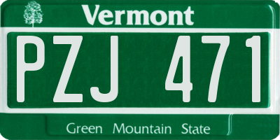 VT license plate PZJ471